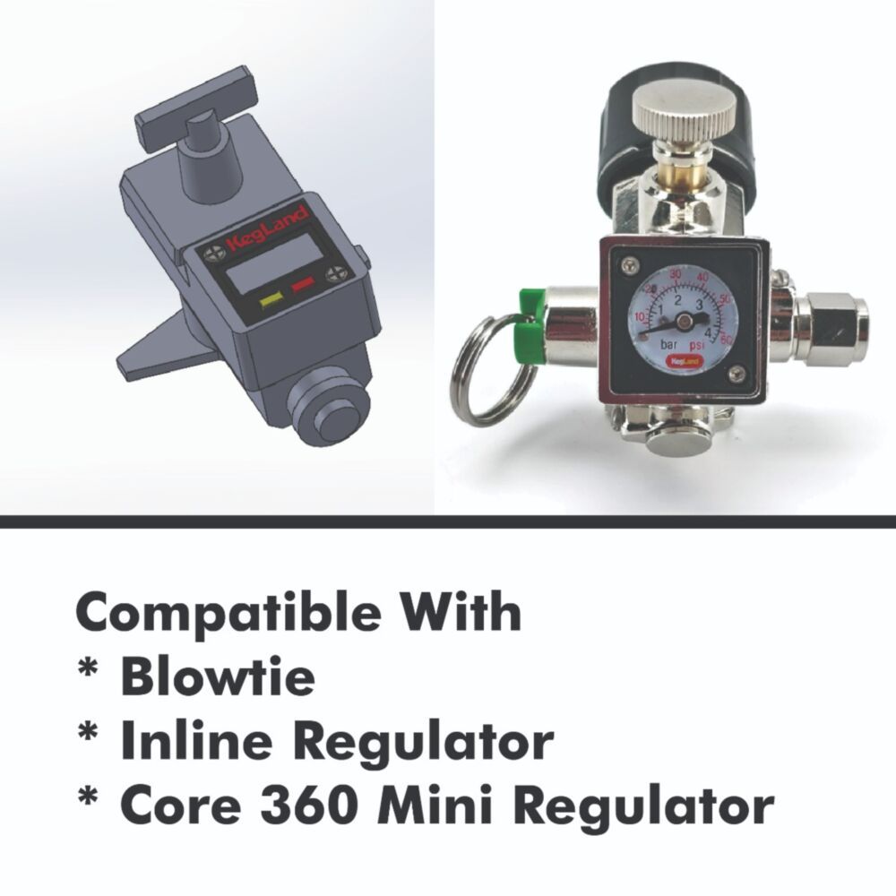 Digital Illuminated Mini Gauge 0-90psi (0-6.2bar) for Integrated Blowtie and In-line regulators