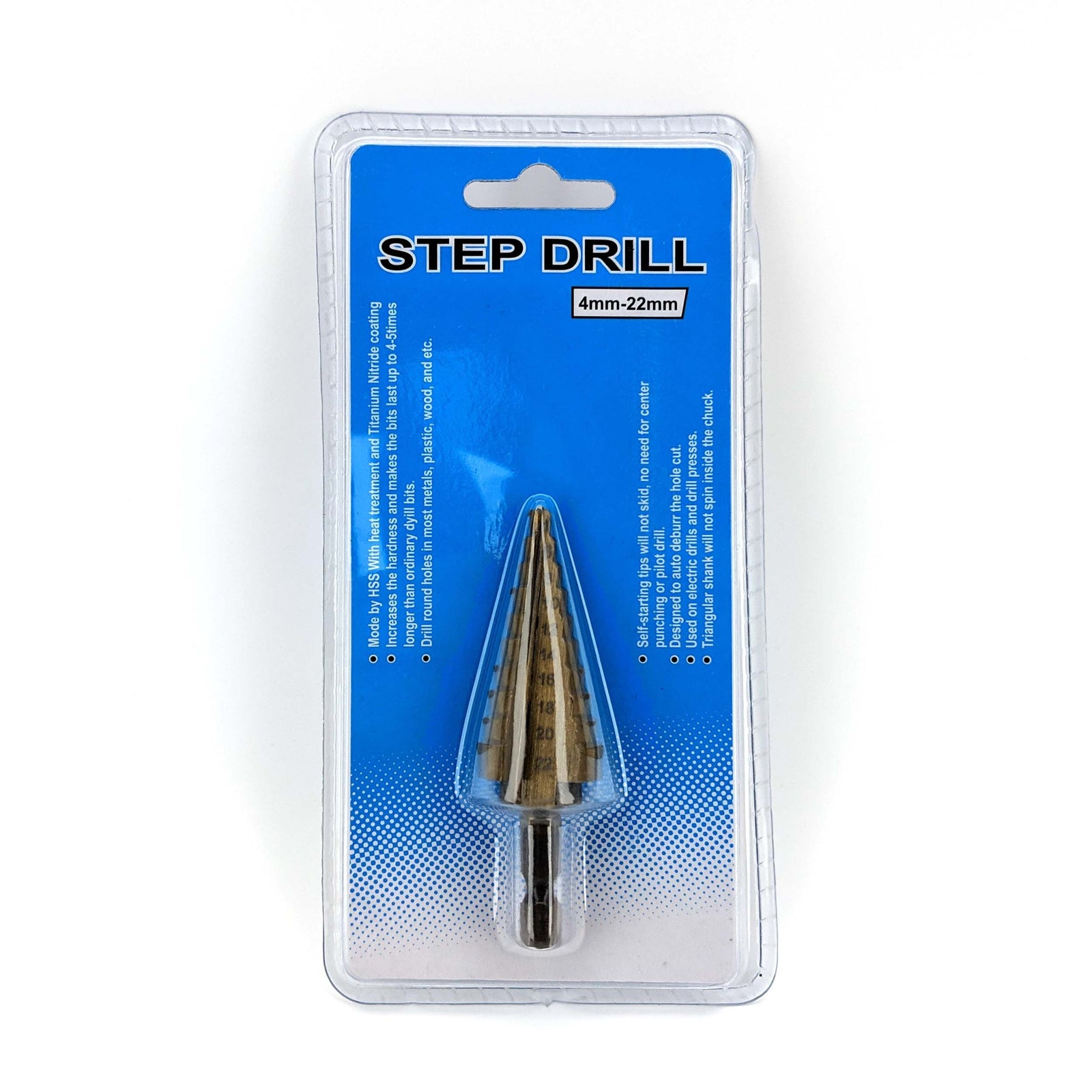Self-Starting HSS Step/Stepped Drill Bit 4-22mm - Titanium Nitride Coated
